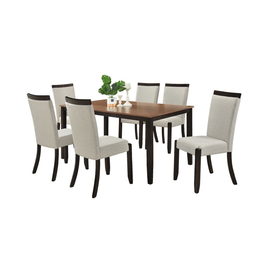 Set Table À manger EDEN Avec 6 Chaises - Marron / Crème Sets Table avec chaises