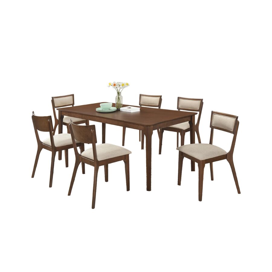 Set Table À manger LIORA Avec 6 Chaises - Marron Soldes été vague 2