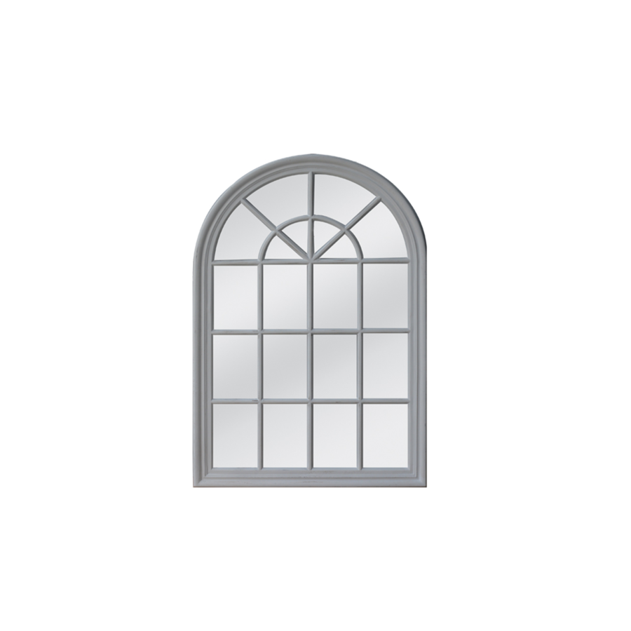 Miroir Décoratif Fenêtre En Bois - Gris Décorations