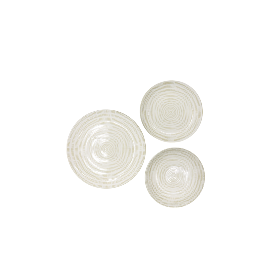 SET DE 12 ASSIETTES ARABESQUE 26,7CM X 4, 19CM X 4, 20,3CM X 4 - Blanc Serviteurs