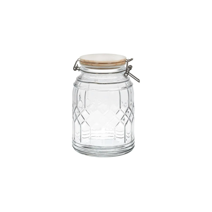 BOCAL CONSERVATION 1,8L AVEC COUVERCLE BOIS - Blanc Soldes été