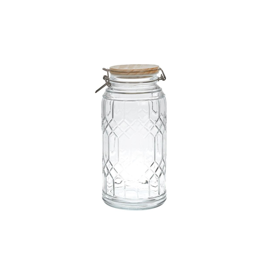 BOCAL CONSERVATION 2,7L AVEC COUVERCLE BAMBOU - Blanc Soldes été