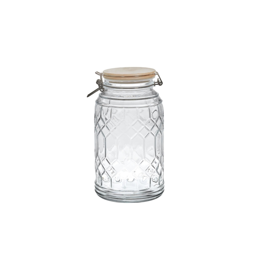BOCAL CONSERVATION 2,3L AVEC COUVERCLE BOIS - Blanc Soldes été