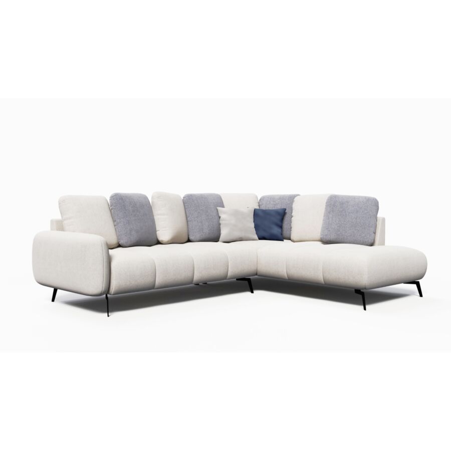 CANAPE D'ANGLE PRALIN MERIDIENNE DROITE – Bleu / Beige Canapé d'angle