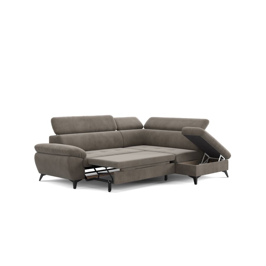 Canapé D'angle Droit HUDSON Avec fonction lit + Coffre - Greige Canapé convertible