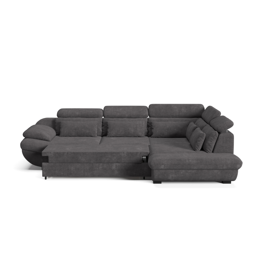 Canapé D'angle Droit INFINITY Avec Fonction lit et rangement - Gris foncé Canapé convertible