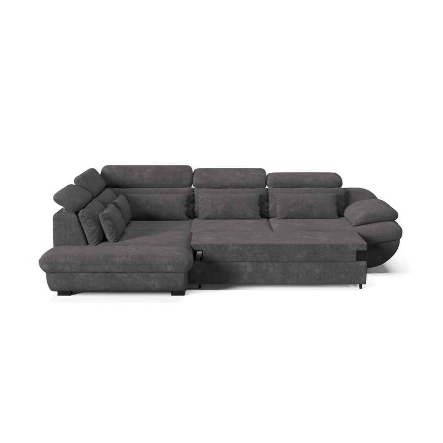 Canapé D'angle Gauche INFINITY Avec Fonction lit et rangement - Gris foncé Canapé convertible