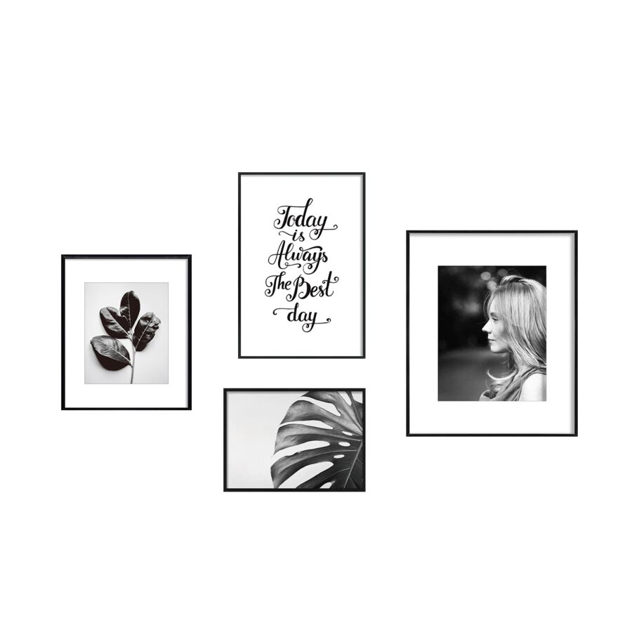 PÊLE MÊLE GALERIE EN 4 PIÈCES - NOIR Cadres photos et Meli Melo