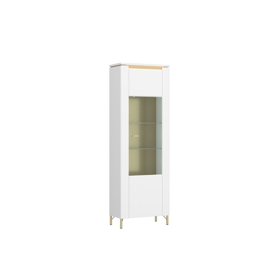 Vitrine LAZIO 1 Porte LED en OPTION - Blanc / Doré Rangement de salon