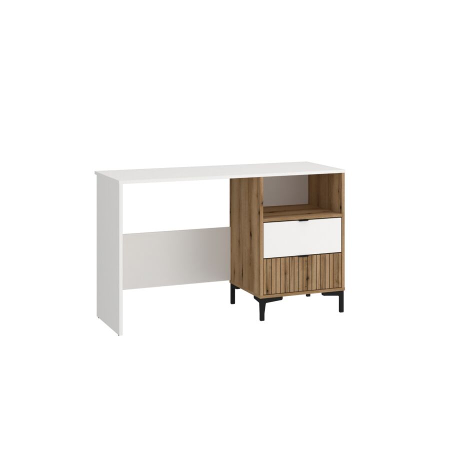 Bureau RICKO 2 Tiroirs + 1 Niche - Chêne / Blanc Bureaux enfant