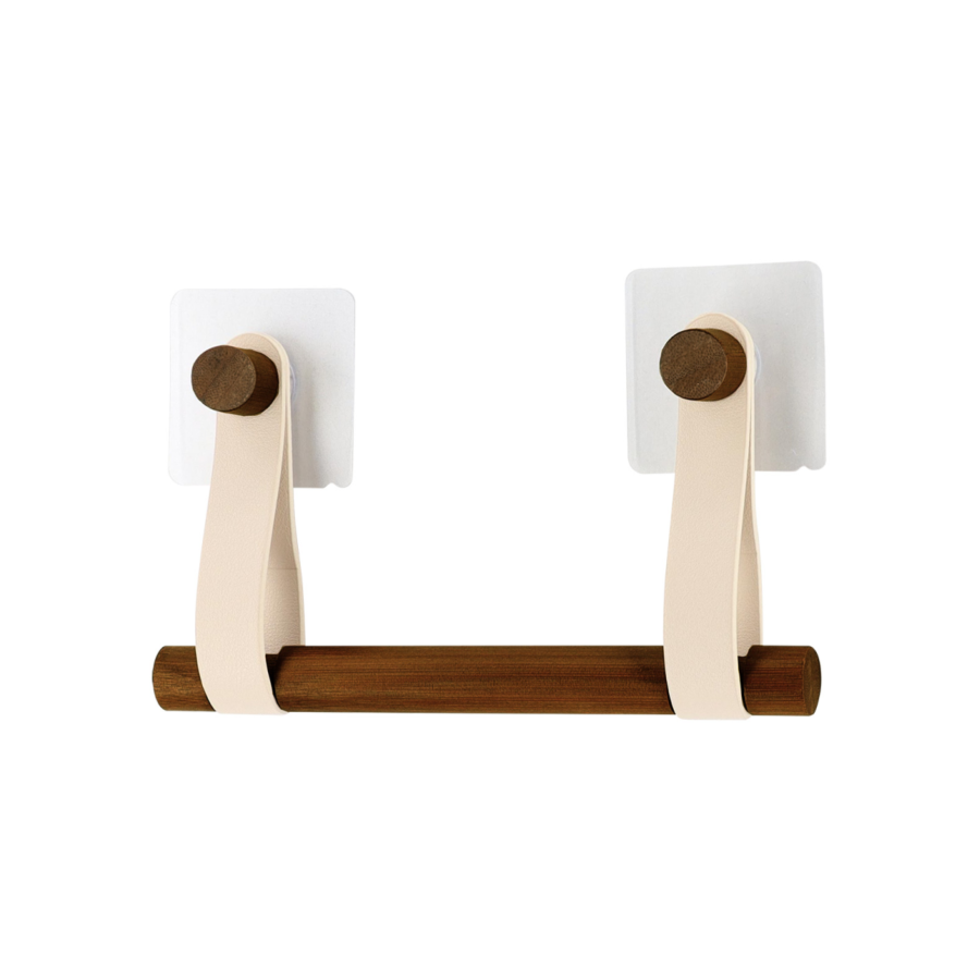 Derouleur Papier Avec Lanières Simili Cuir - Beige Organisateurs