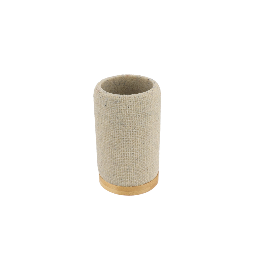 GOBELET TISSE EFFET MAILLE ET BAMBOU - NATUREL Goblets et distributeurs de savon