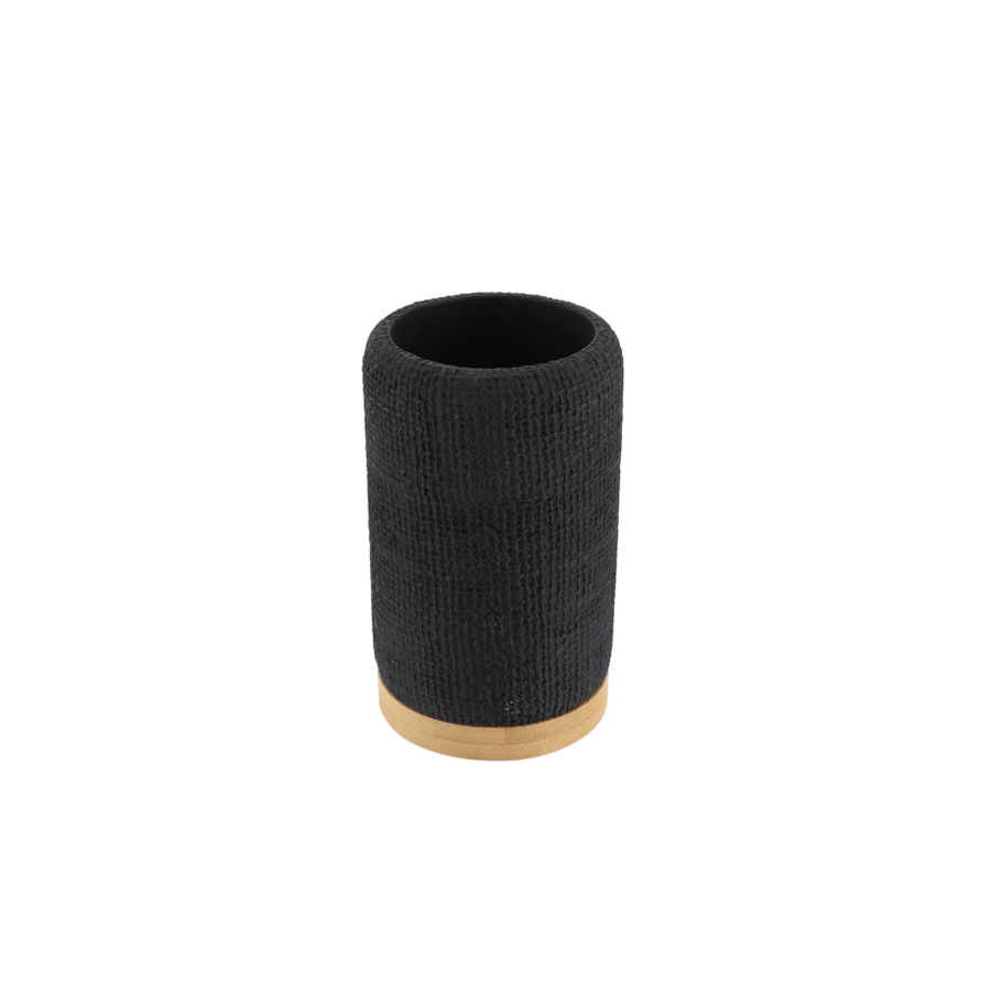 GOBELET ROND TISSE EFFET MAILLE ET BAMBOU - NOIR Goblets et distributeurs de savon
