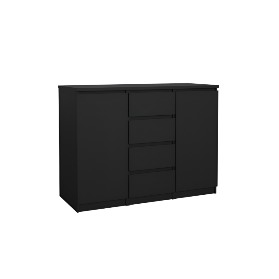 Commode NAIA 2 Portes Et 4 Tiroirs - Noir Commodes rangements