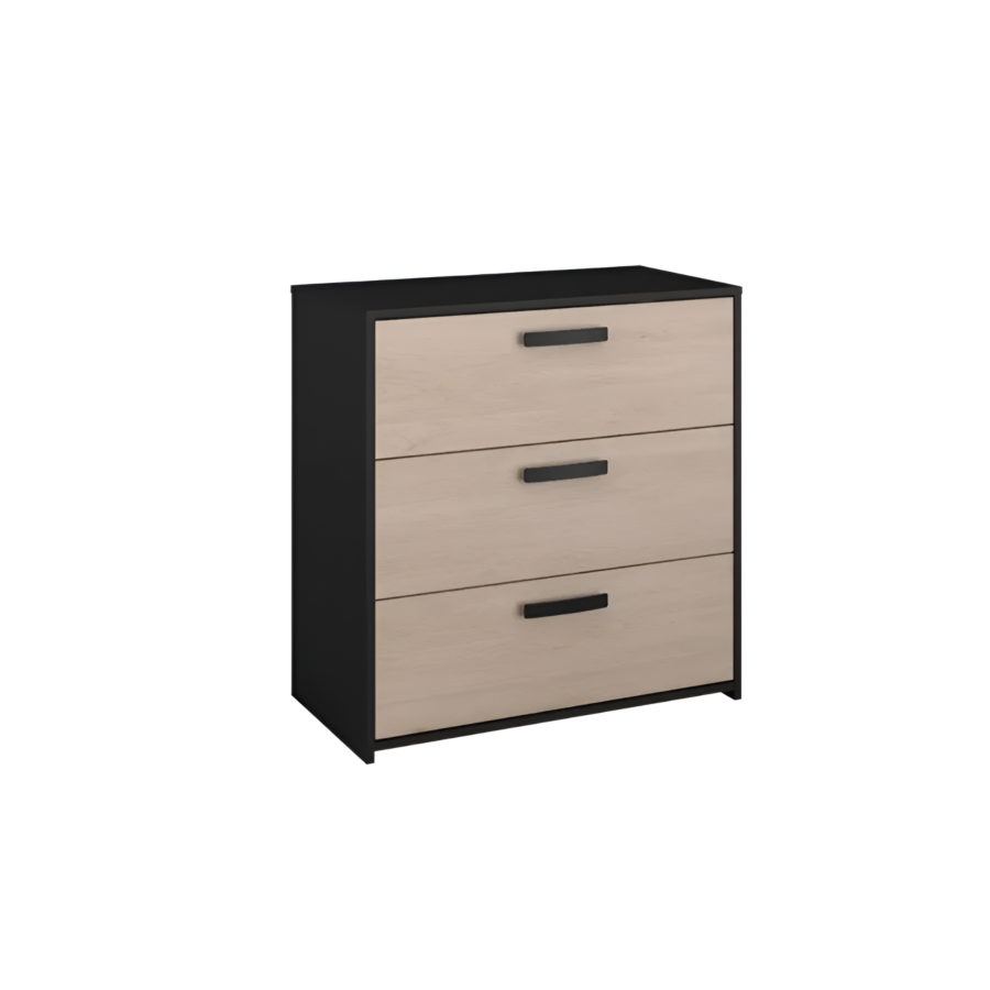 Commode CELEST 3 Tiroirs - Beige / Noir Commodes