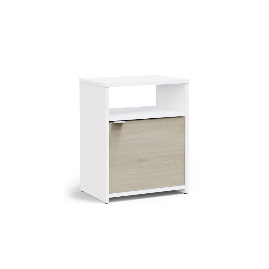 TABLE DE CHEVET NANO - Blanc / Chêne Soldes été