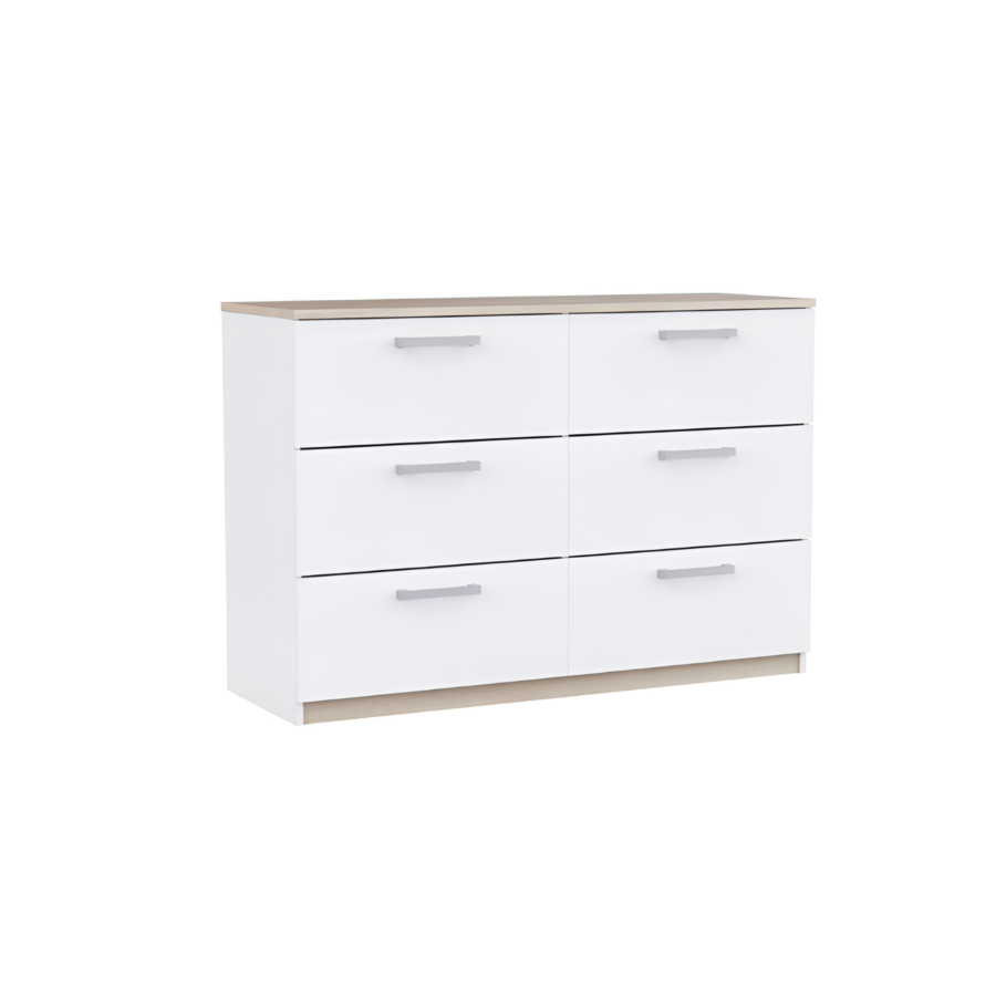 DOUBLE COMMODE WATSON - Blanc / Chêne Commodes
