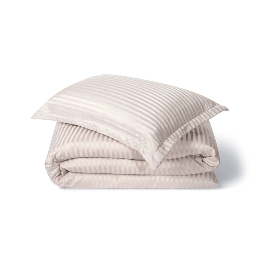 PARURE DE DRAPS RAYÉE SATINÉE KING 260x240cm - BEIGE CLAIR Textile