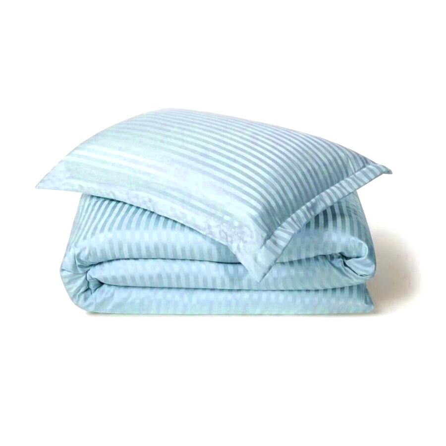 PARURE DE DRAPS RAYÉE SATINÉE QUEEN 220x240cm - BLEU CIEL Parure de lits
