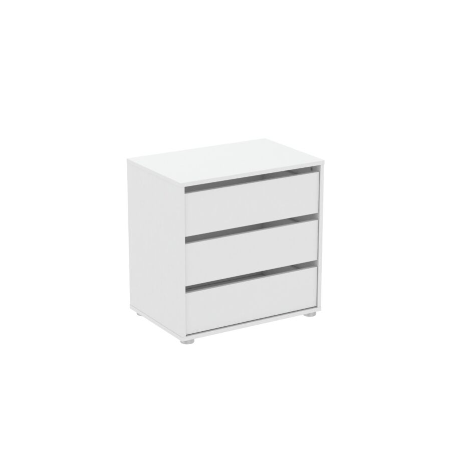 Commode BLOKTY 3 tiroirs 60 cm – Blanc Commodes