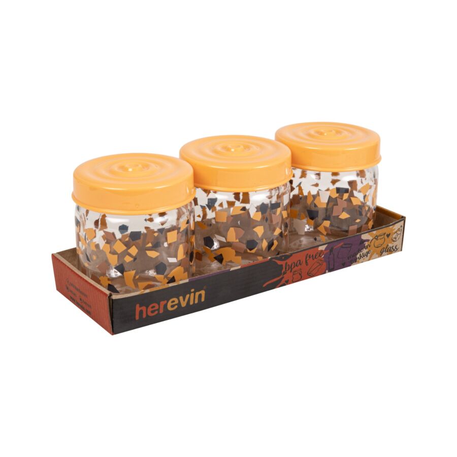 Set de 3 bocaux décorés 425ml - Multicouleur Rangement cuisine