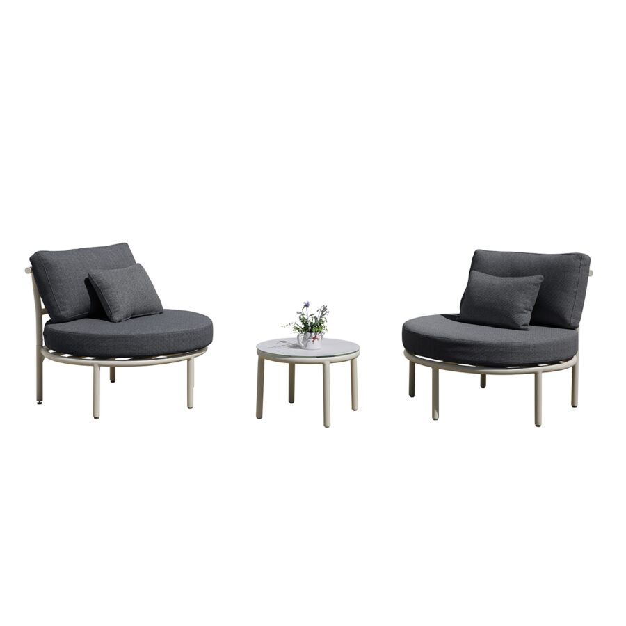 SET BALCON COMFORT ZONE 2 FAUTEUILS + TABLE - Gris Foncé Meubles jardin