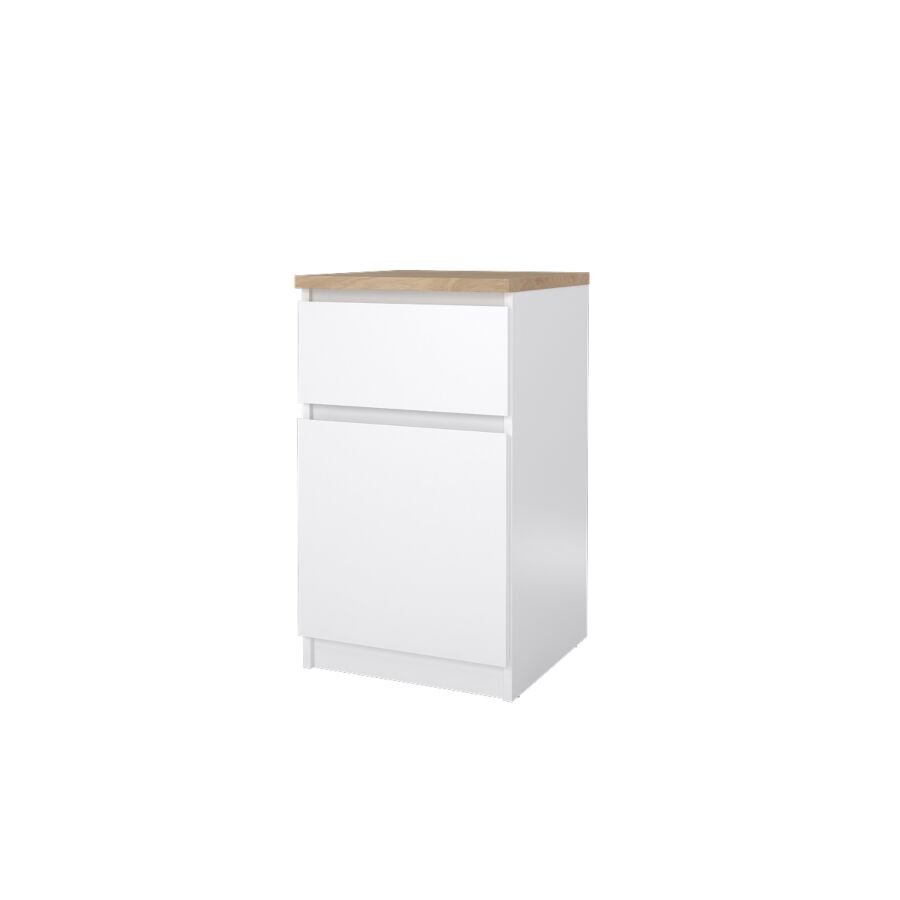 Table de chevet NAIA 1 Porte Et 1Tiroir - Blanc / Chêne Tables de chevets rangements