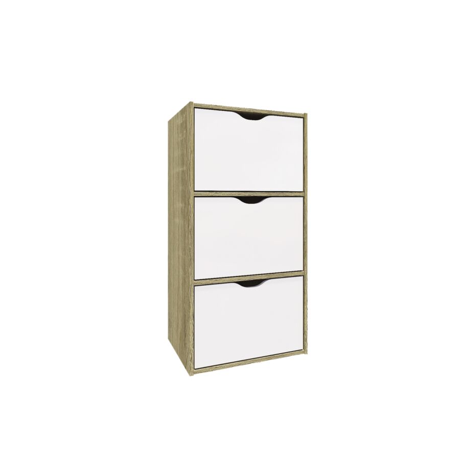 Polycube HVP 3 tiroirs - Beige / Blanc Kitea.com
