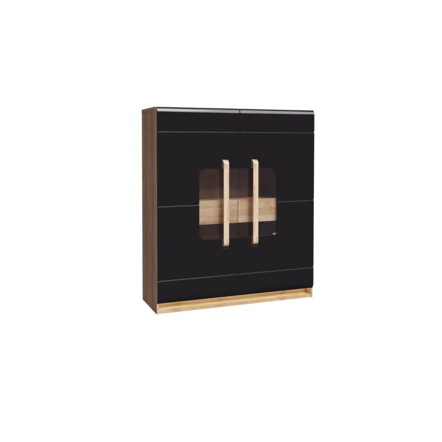 Vitrine ATTENTION - Beige / Noir Rangement de salon