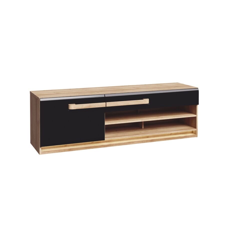 Meuble TV ATTENTION 159,9cm - Beige / Noir Meuble TV sur pieds