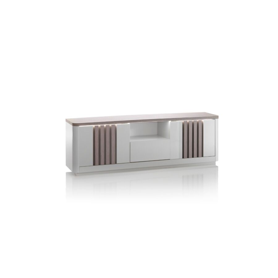 Meuble TV PESARO 170cm - Chêne / Gris Meuble TV sur pieds