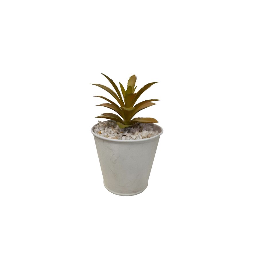 Plante ARTIFICIELLE AVEC POT EN FER 10x10x15,5cm - Blanc Plantes et fleurs artificielles