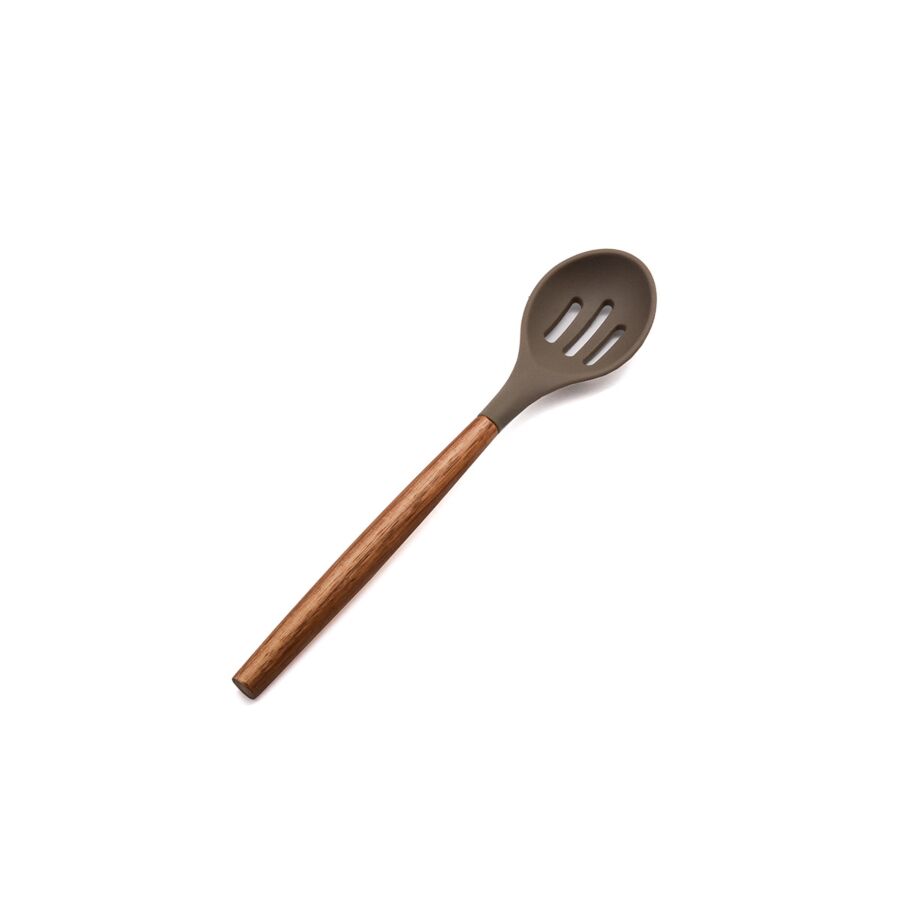 Cuillère à fentes Acacia avec silicone - Beige Cuisson et préparation
