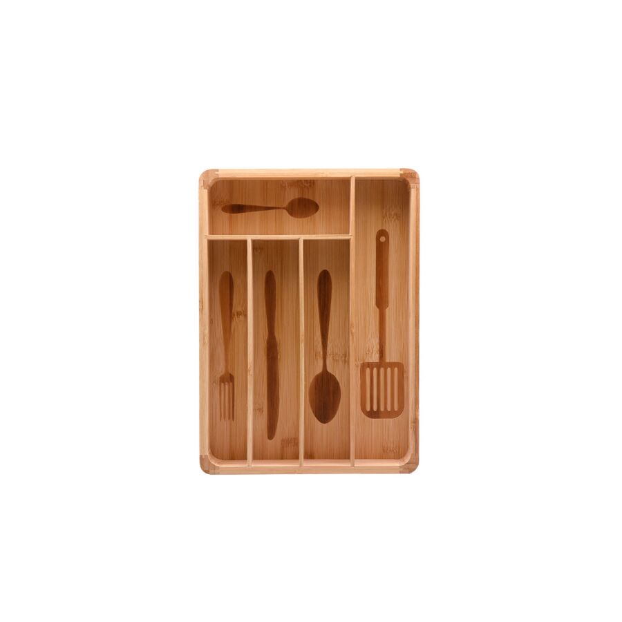 Range couverts bambou sériegraphie - Beige Naturel Rangement cuisine