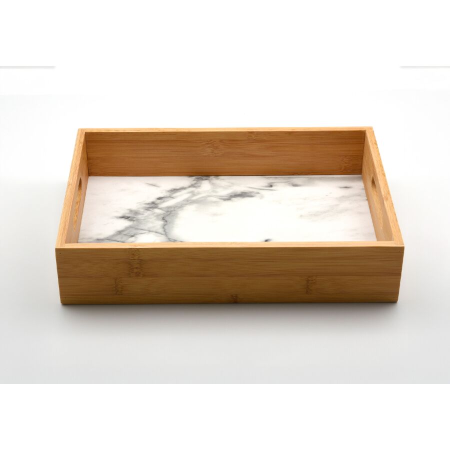 Plateau marbré bambou - Beige Naturel Serviteurs