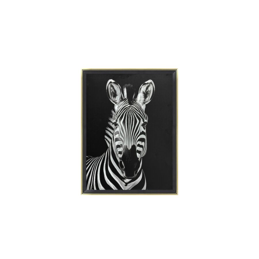 TABLEAU LE ZEBRE AVEC CADRE - Blanc / Noir Décorations
