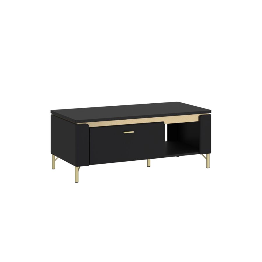 TABLE BASSE NORICA 1 TIROIR - Noir / Doré Table basse