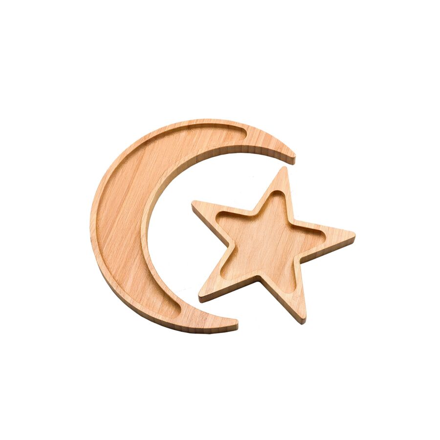 Set de 2 plateaux étoile+lune - Beige Naturel Serviteurs