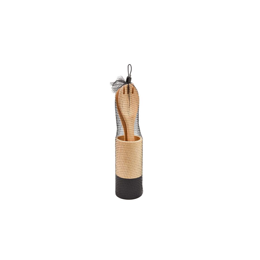 Set d'ustensile bambou noir 3 pièces + 1 support - Beige Cuisson et préparation