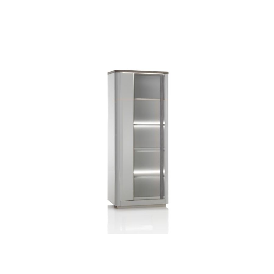 Vitrine 1 Porte PESARO - Chêne / Gris Rangement de salon