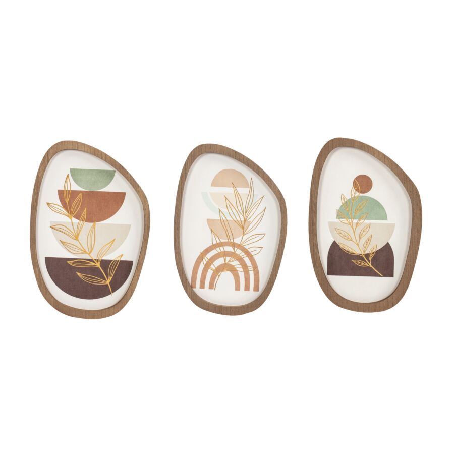SET DE 3 TABLEAUX ABSTRAITS AVEC CADRE 45x30x3,5 - Multicouleur Tableaux