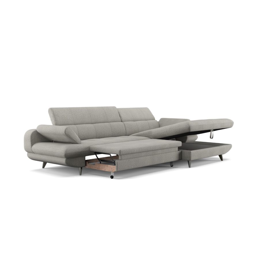 Canapé D'angle Droit LIBRA Avec fonction lit - Gris clair Canapé convertible