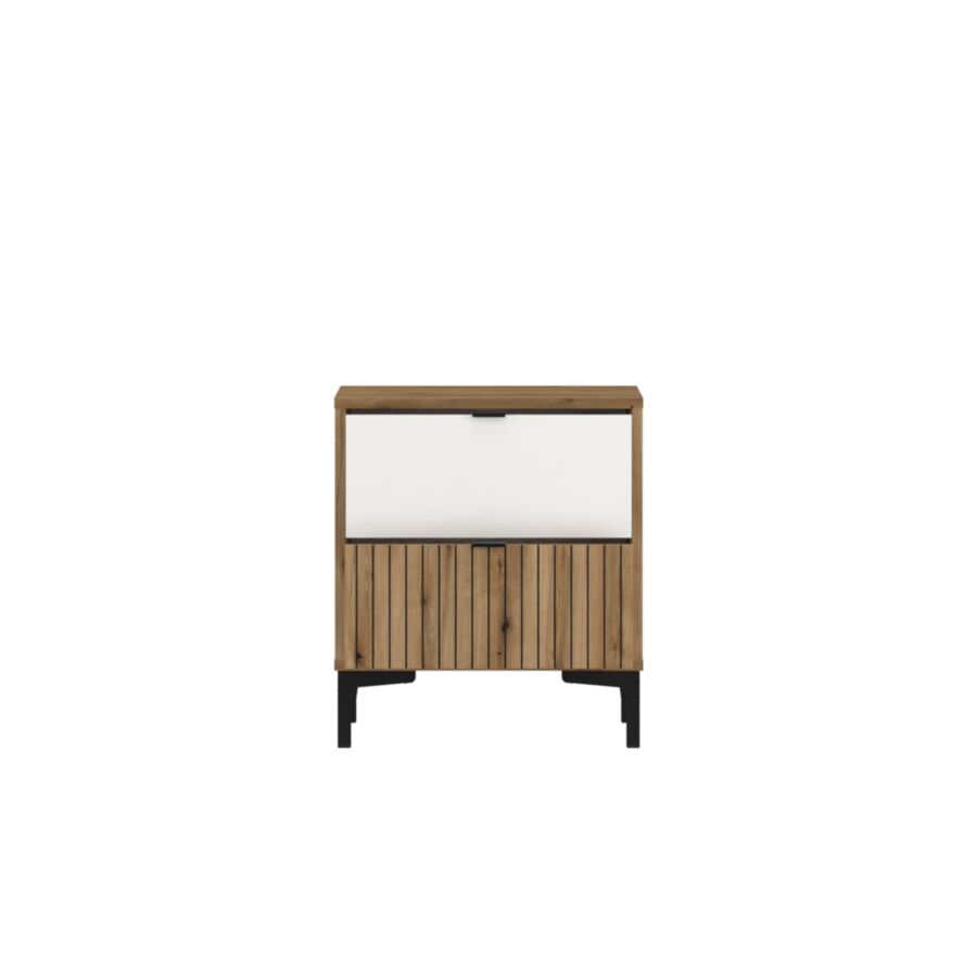 Table De Chevet RICKO - Chêne / Blanc Chevet