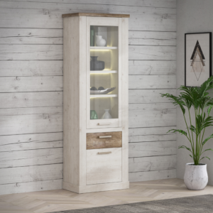 Vitrine Duro 2 Portes et 1 Tiroir – Chêne Beige