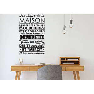 Sticker Mural LES REGLES DE LA MAISON - Noir
