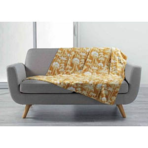 Plaid Flanelle Imprimée EQUATORIA JUNGLE 125x150cm - Jaune Plaid et couvertures