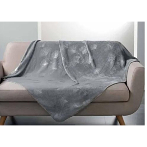 Plaid Imprimée BLOOMY 125x150cm - Gris / Argent Plaid et couvertures