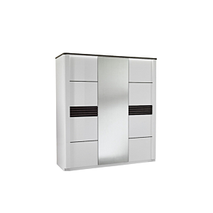 Armoire VERTIGO Avec 3 Portes - Chêne Gris / Blanc Soldes été