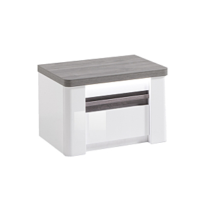 Table De Chevet VERTIGO Avec 1 Tiroir - Chêne Gris / Blanc Vente Flash
