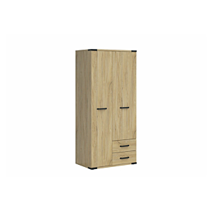 Armoire LARA Avec 2 Portes + 2 Tiroirs - Chêne